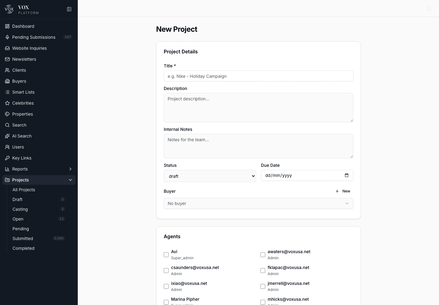 Virtual Vox new project workflow