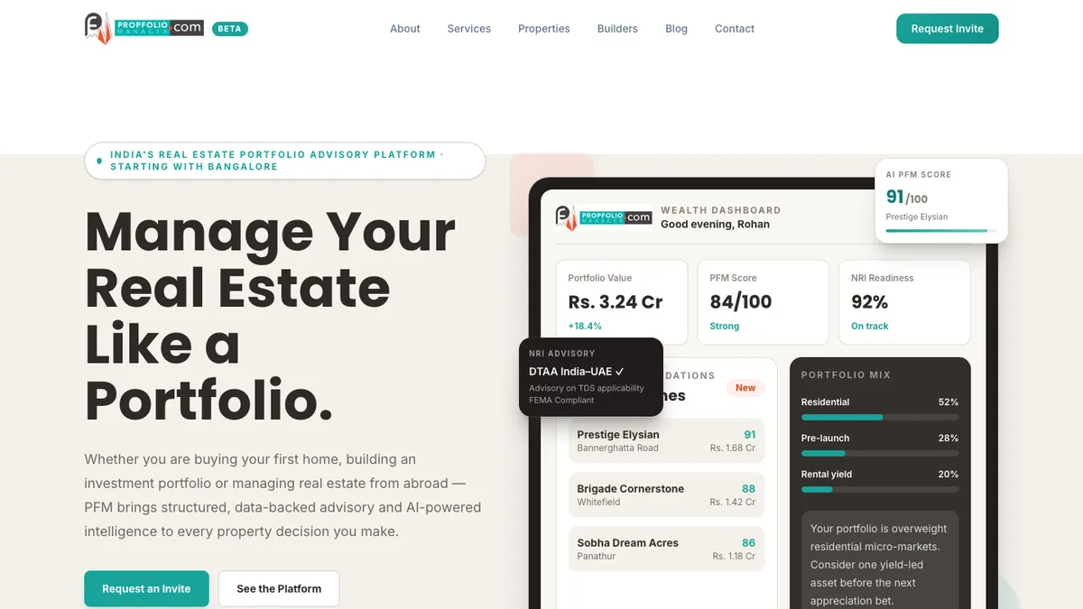 Propfolio Manager homepage